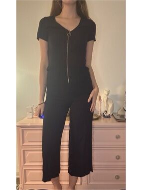 Women's Navy Blue  Zip-Front Jumpsuit